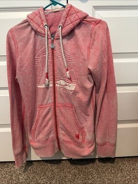 Roxy Girls' Coral Pink Zip Hoodie with Drawstring